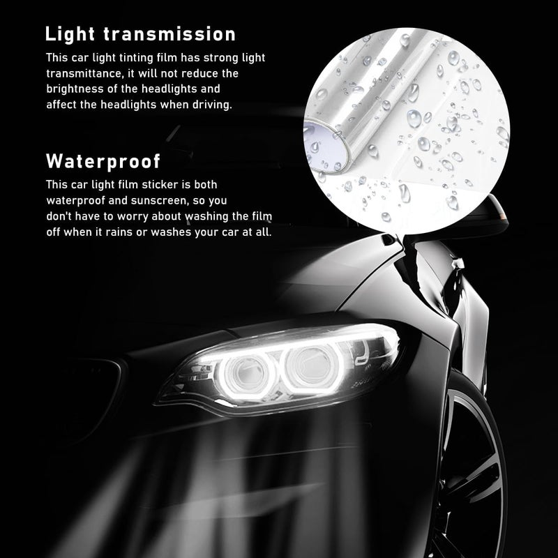 Wevdn Car Light Tint Film, 46.8" × 11.8" Extra-Wide Waterproof Headlight Taillight Tint Wrap Roll, Self Adhesive Film Sticker Sheet for Car Headlight Tail Lights with Squeegee+Cutter (Transparent) - Image 4